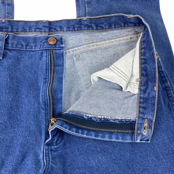 Wrangler Mens 38x32 13MWZ Cowboy Cut Denim Blue Jeans Straight Leg Med Wash - Picture 5 of 9